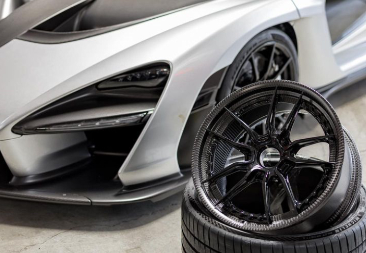 Aftermarket carbon fiber wheel on a McLaren Senna